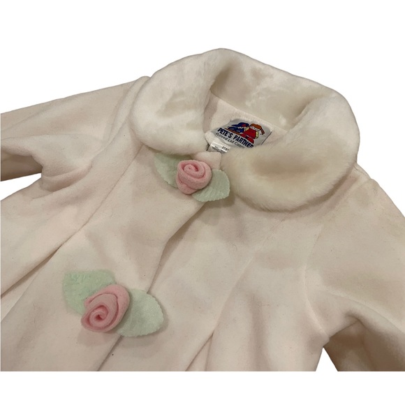 Pete’s Partner Good Lad Ivory-Colored Fleece Girl’s Coat with Pink Roses, Size 3 - Picture 6 of 10
